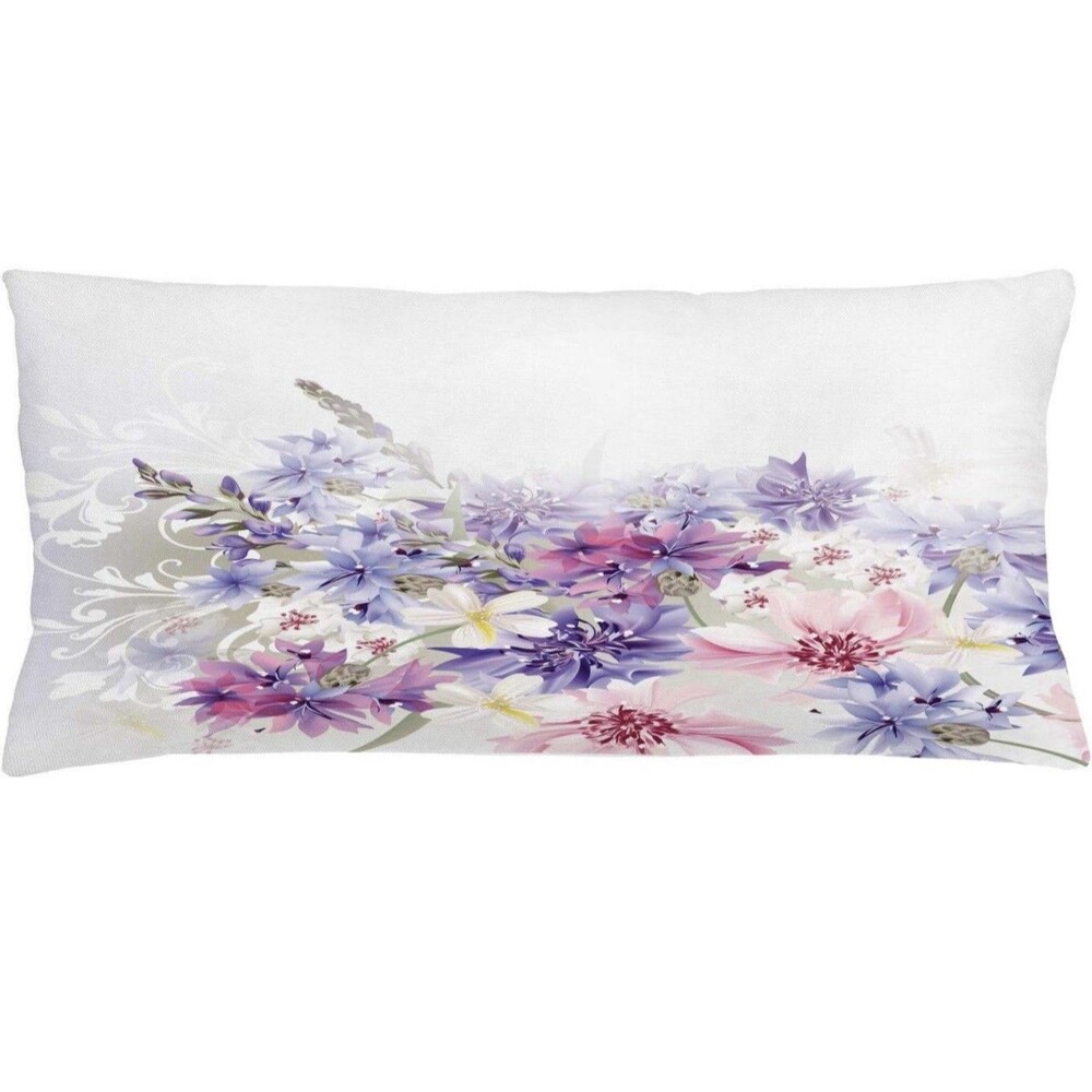 Ambesonne Lavender Throw Pillow Cushion Cover, Pastel Cornflowers 36x16 (1pc) - Picture 2 of 3